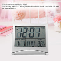 Walfront Digital Travel Alarm Clock Portable Folding LED Alarm Clock Temperature Calendar with Snooze Mode