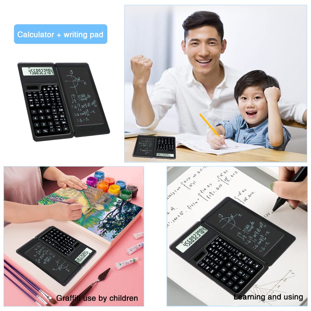 Scientific Calculators for high-School, 10 Digits Digital with Erasable Writing Board Math Calculator for Middle School & College (Solar)