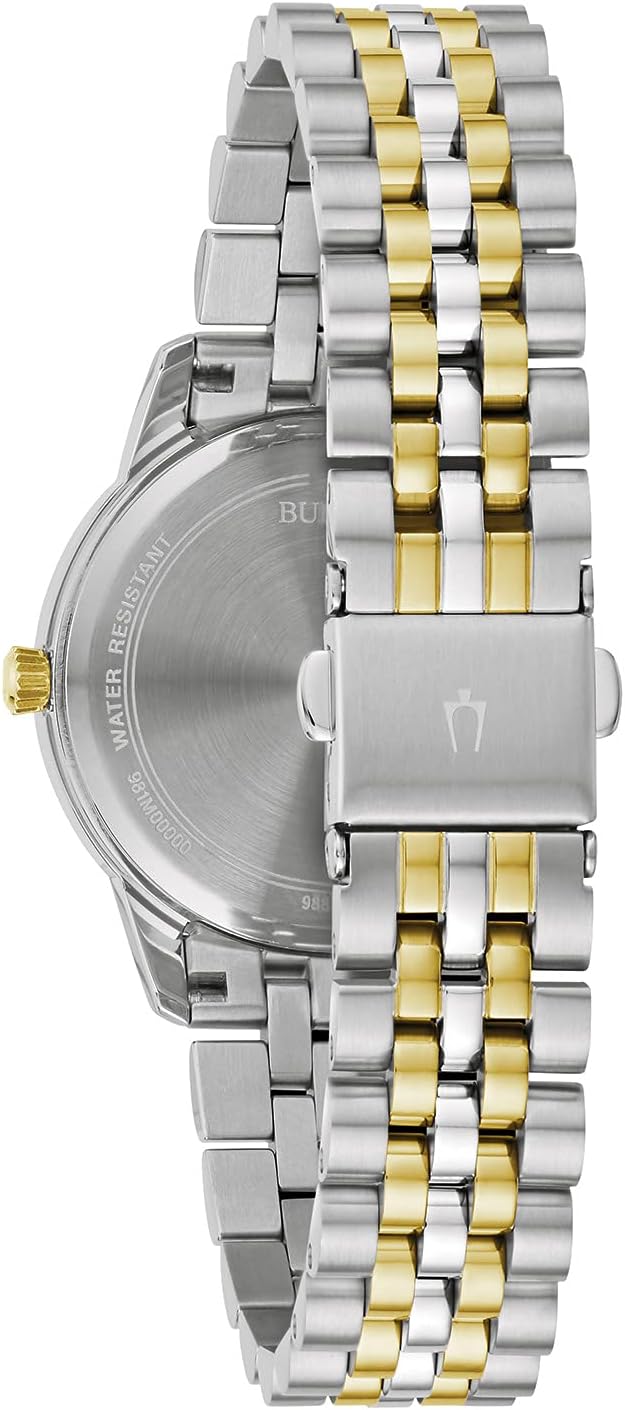 Bulova Ladies Classic Diamond Two-Tone Gold Stainless Steel – Close-up Detail