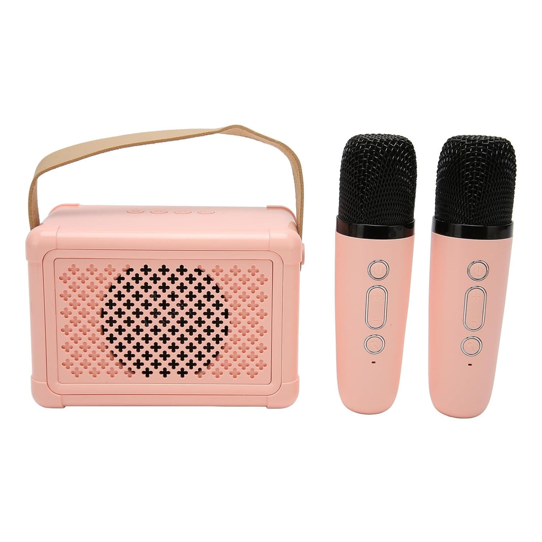 Karaoke Machine for Kids, Portable Wireless Bluetooth Karaoke Speakers with 2 Wireless Microphones, 6 Sound Effects, Bluetooth Compatible, (Pink)