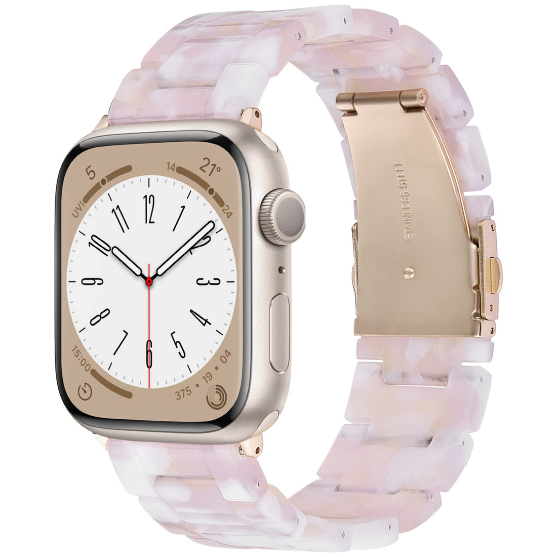 V-MORO Compatible iWatch Band Women Men- Fashion Resin iWatch Band Bracelet Metal Stainless Steel Rose Gold Buckle iWatch Series 3 Series 2 Sport&Edition