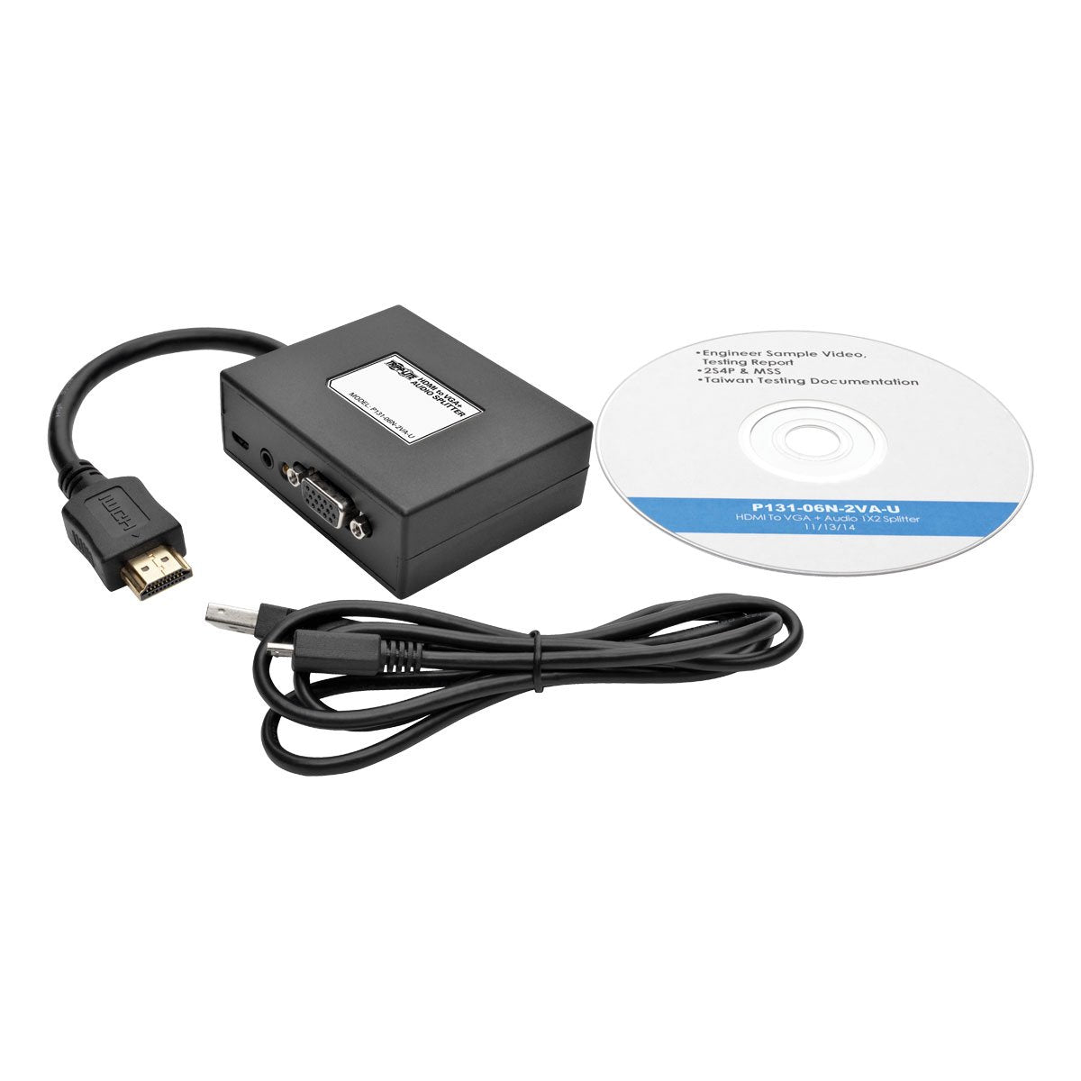Tripp Lite 2-Port HDMI to VGA Splitter (M/2F), Audio/Video Adapter, HDMI to HD15, 1080p (P131-06N-2VA-U)