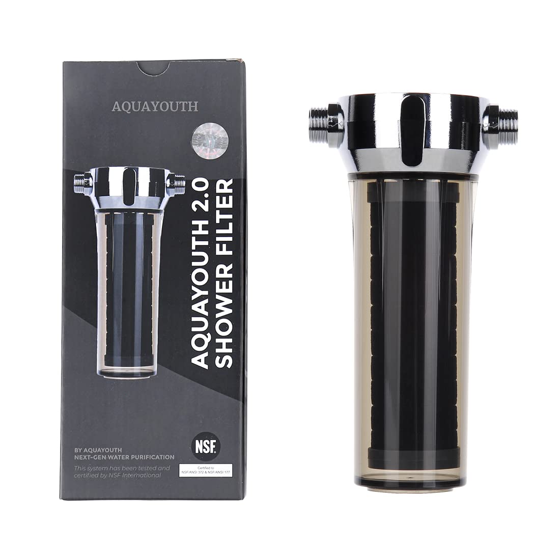 AquaYouth 2.0 Shower Water Filter - Improves Dry Skin, Dry Hair, Asthma, And More | Removes Chlorine, Heavy Metals, And More | Certified to NSF/ANSI 177 & 372