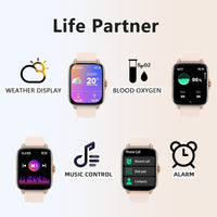 Smart Watch(Call Receive/Dial), Full Touch Screen SmartWatch for Android and iOS Phones Compatible Fitness Tracker with Heart Rate,Sleep,Blood Oxygen,Step Counter for Men Women…