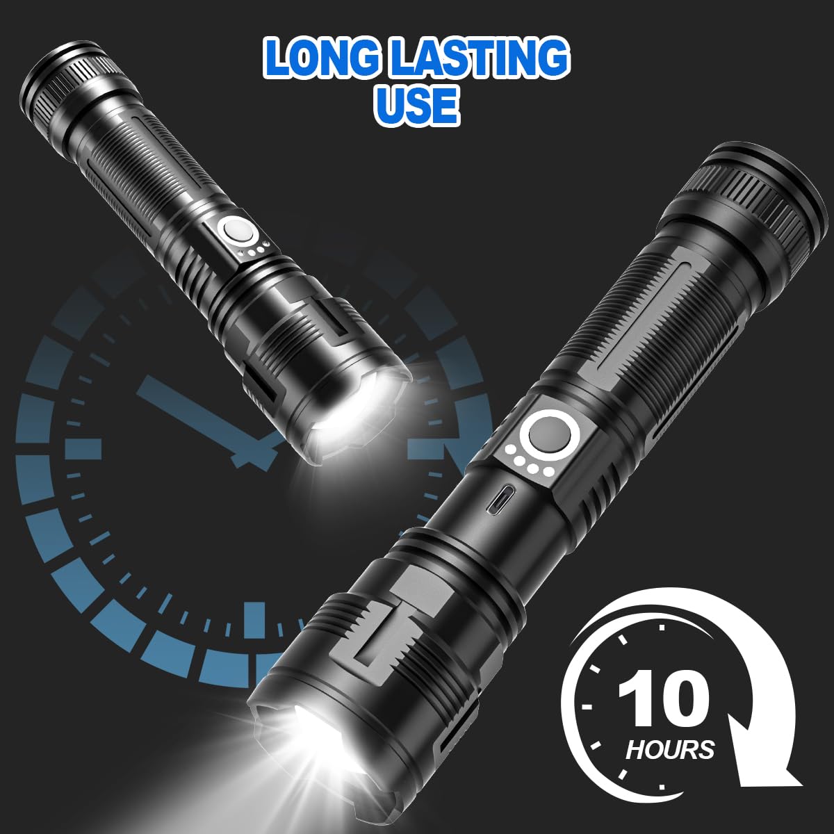 Rechargeable Flashlight High Lumens, Super Bright 20000 Lumens High Power Flash Light, Handheld Flashlight, Type C Charging Port, Waterproof, Power Display, Long Lasting, Tactical Light for Hiking