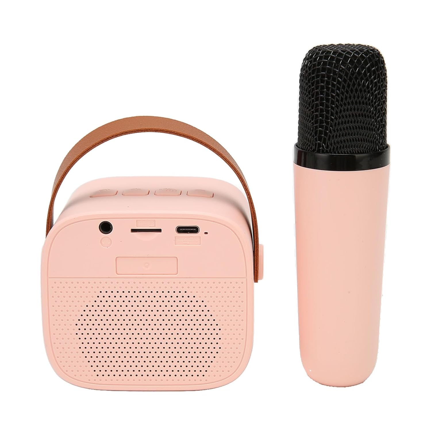 GOWENIC Portable Bluetooth Speaker with Microphone Set, Karaoke Machine for Adults and Kids, PA Singing Speaker System Set, Retro Bluetooth Speaker with Machine (Pink)