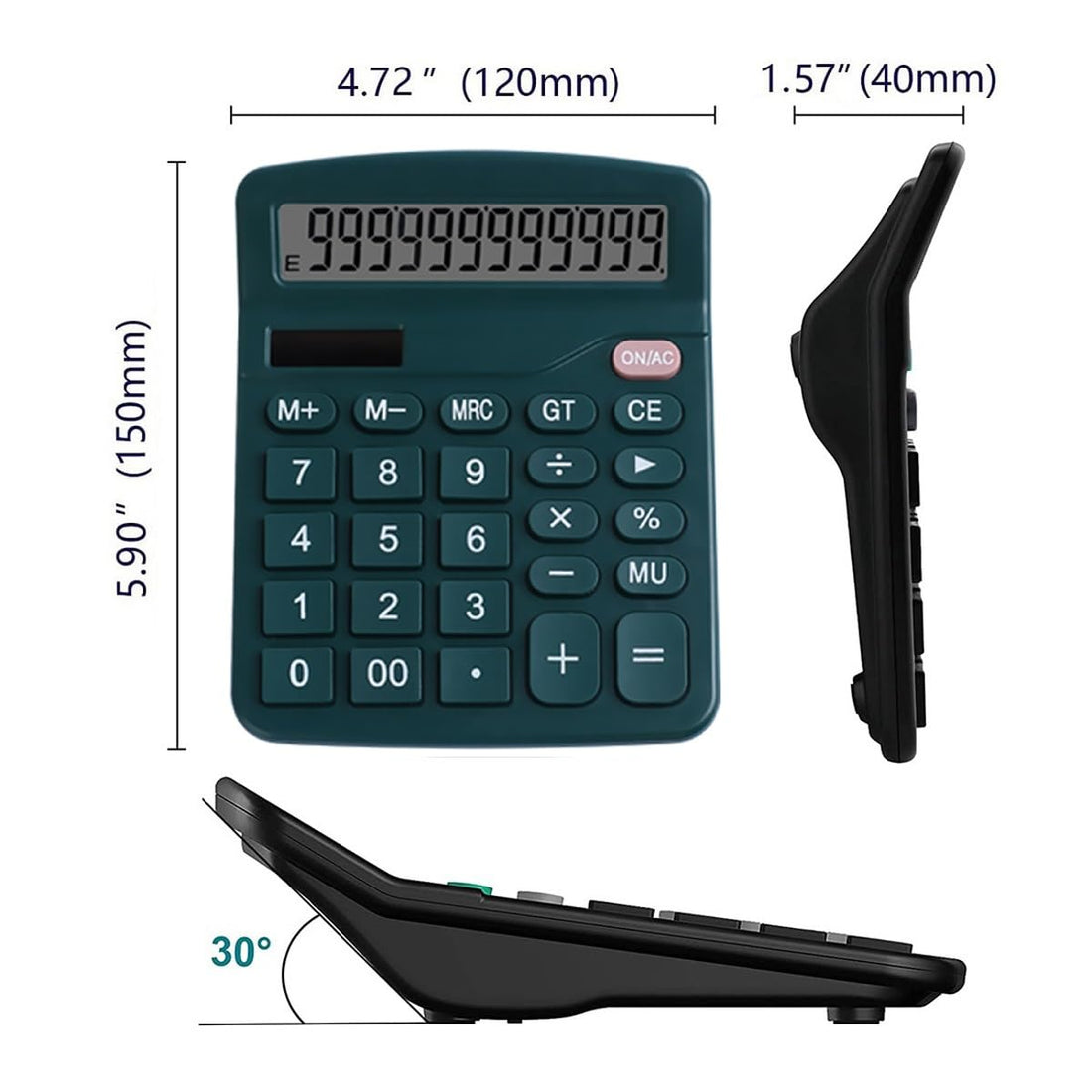 Office Desk Calculator, Cute Calculator for Kids, Basic Calculators Desktop, Dual Power Simple Financial Calculator with Big Button Large Display for Office Home and School (Green)