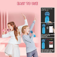 TRAELY Kids Karaoke Microphone with LED Lights Girls Birthday Gifts Age 5-10(Blue)