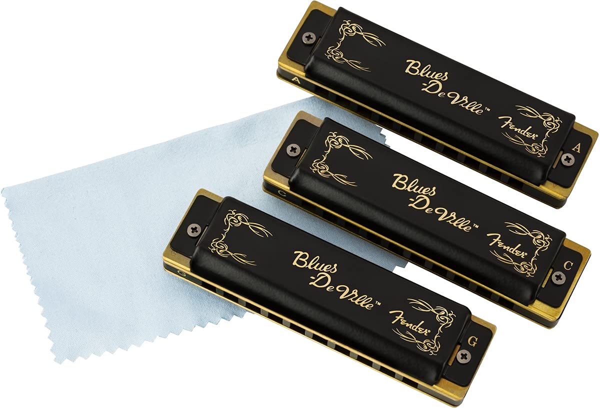 Fender Blues Deluxe Harmonicas 3-Pack with Case