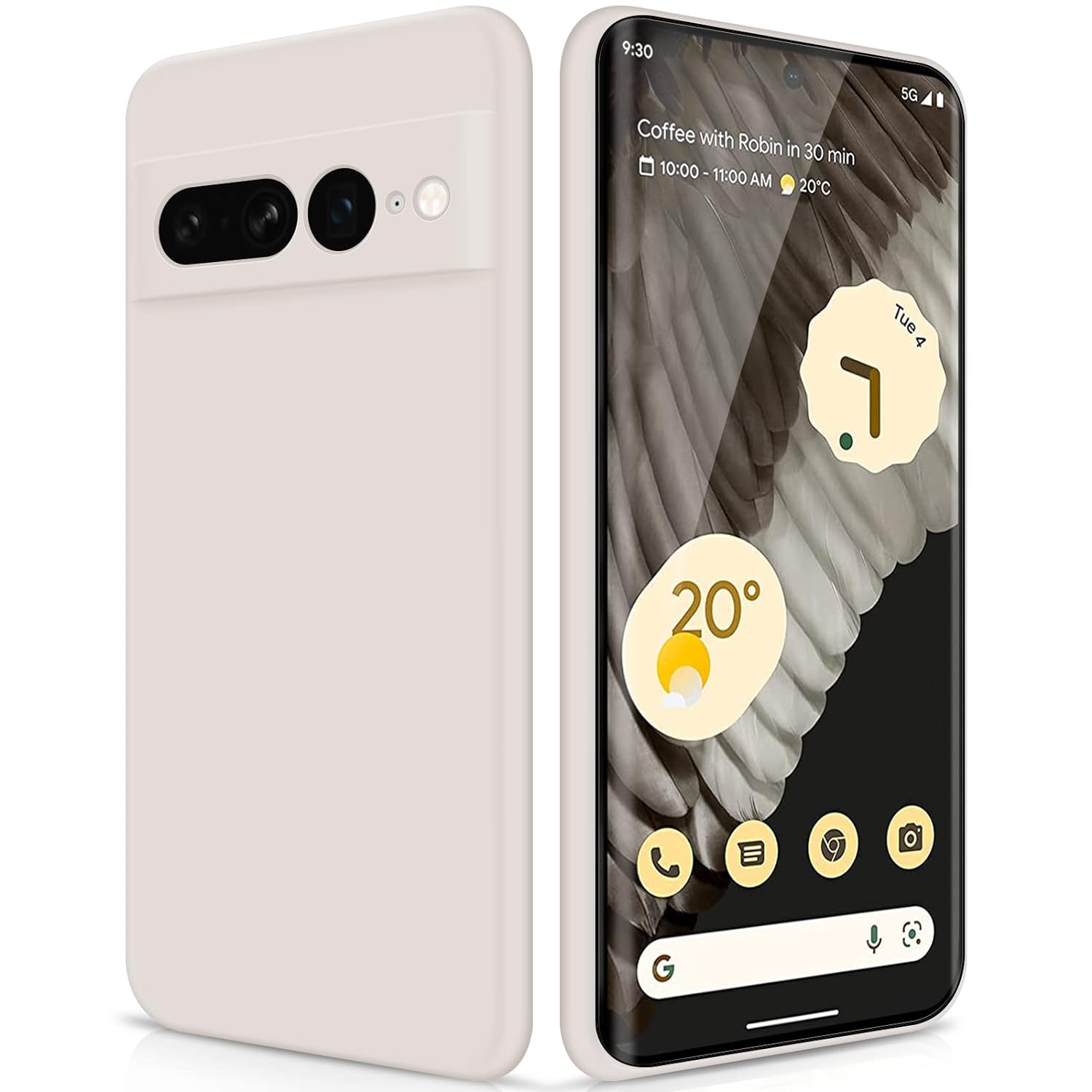 GiiYoon Case Compatible with Google Pixel 7 Pro, Silky-Soft Touch Full-Body Protective Phone Silicone Case, Shockproof Cover with Microfiber Lining, White