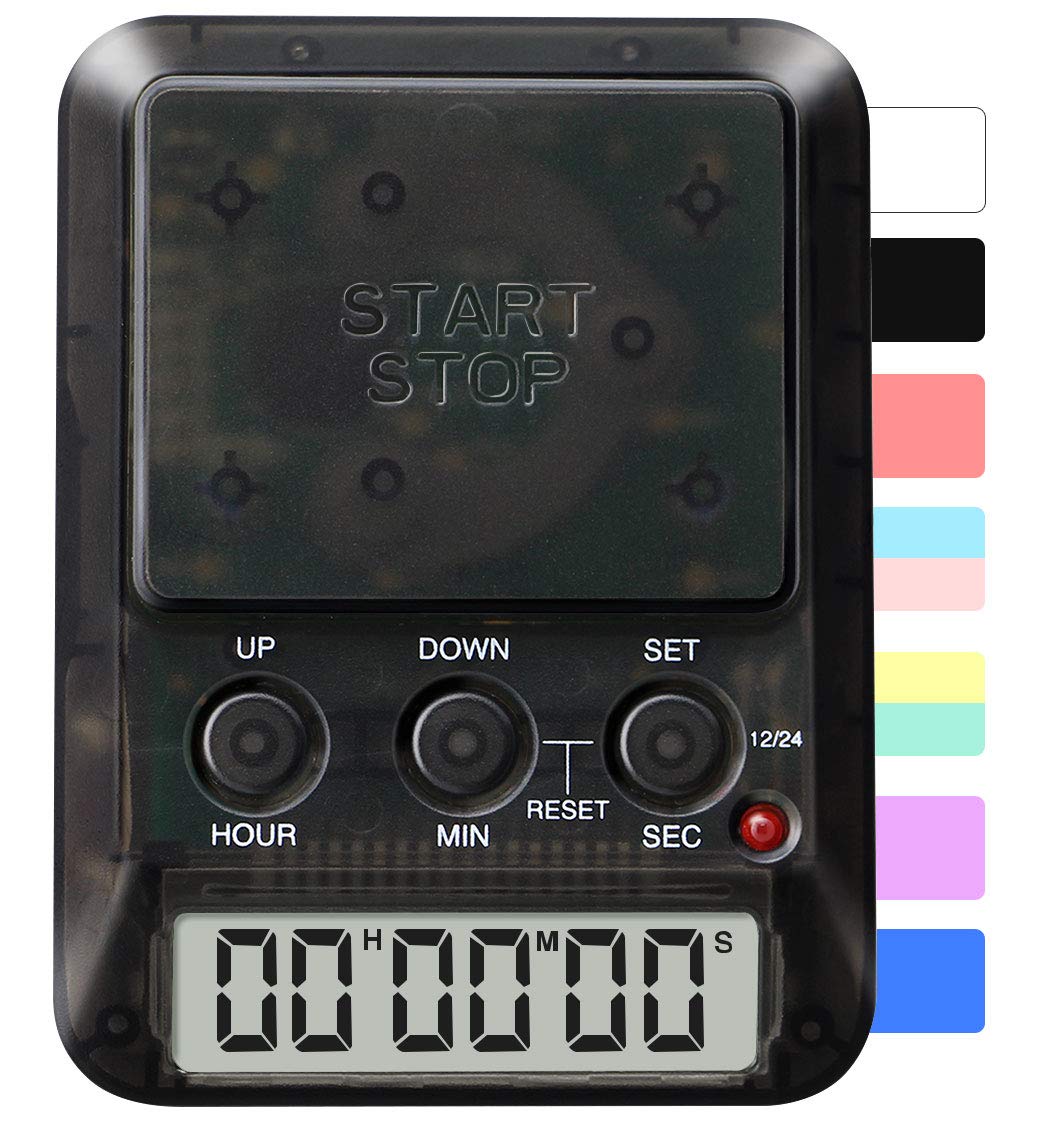 3-in-ONE Digital Timer (Count-Down) / Stopwatch (Count-Up) / Count-Days with LED Lights & Beeps Notification Large Easy-Push Button Mute & Lock Functions Timer for Kids