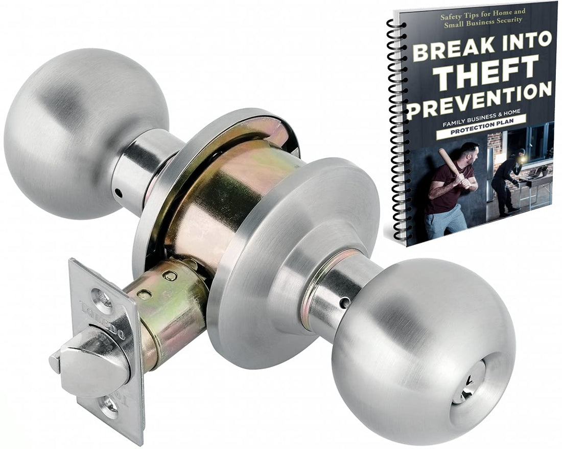 TOLEDO Door Knobs Communicating : Ball Entry Door Knob Keyed On Both Sides : Double Locking Cylinders : Bump Resistant & Anti-Pick Pins : Automatic Latching : for Home Protection