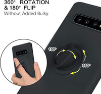 BENTOBEN Samsung Galaxy S10 Plus Case, Slim Silicone Soft Rubber with 360° Ring Holder Kickstand Car Mount Supported Protective Phone Cases Cover for Samsung Galaxy S10+ Plus 6.4 Inch (2019), Black