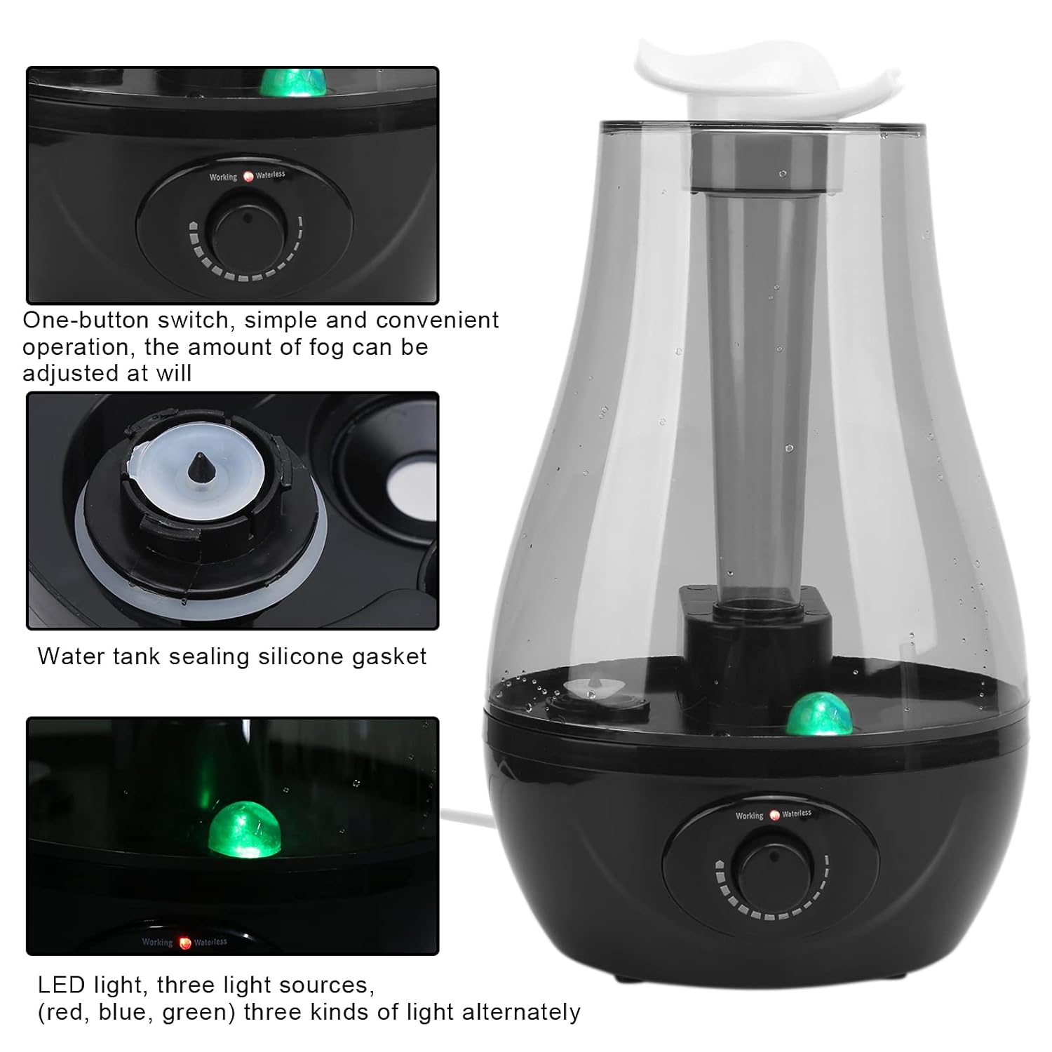 110-220v Air Humidifier Diffuser Mini Double Spray Ultrasonic Atomizer with Night Light for Home Yoga Office Bedroom Pet House(US Plug)