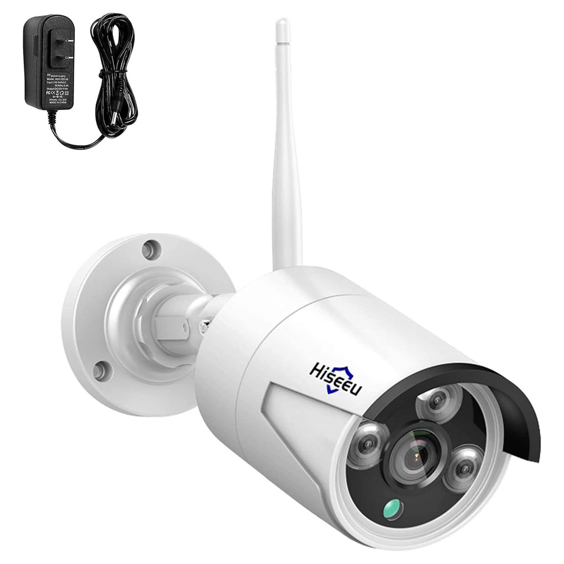 Hiseeu 2MP 1080P Security Camera,Waterproof Outdoor Indoor 3.6mm Lens IP Cut Day&Night Vision with Power Adapter Compatible with Hiseeu 8ch Camera System(White)