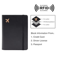 Deziliao Passport and Vaccine Card Holder Combo, PU Leather Passport Holder with Vaccine Card Slot, Passport Wallet for Men and Women, Black, Basic