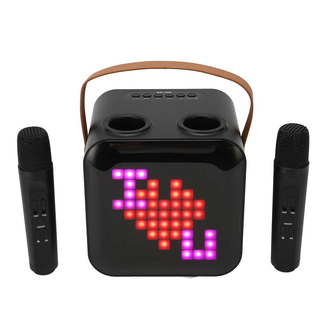 Fockety Karaoke Machine with 2 Wireless Microphones, Karaoke Microphone with RGB Light Type C Bluetooth Speaker Karaoke Speaker for Car Karaoke, Family Meetings, Classrooms