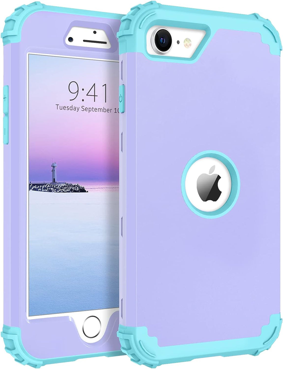 BENTOBEN iPhone SE 2022 Case,Phone Case iPhone SE 2020,Heavy Duty 3 in 1 Full Body Rugged Shockproof Hybrid Hard PC Soft Rubber Bumper Drop Protective Girl Women Boy Men iPhone SE3/2 Cover,Purple/Blue