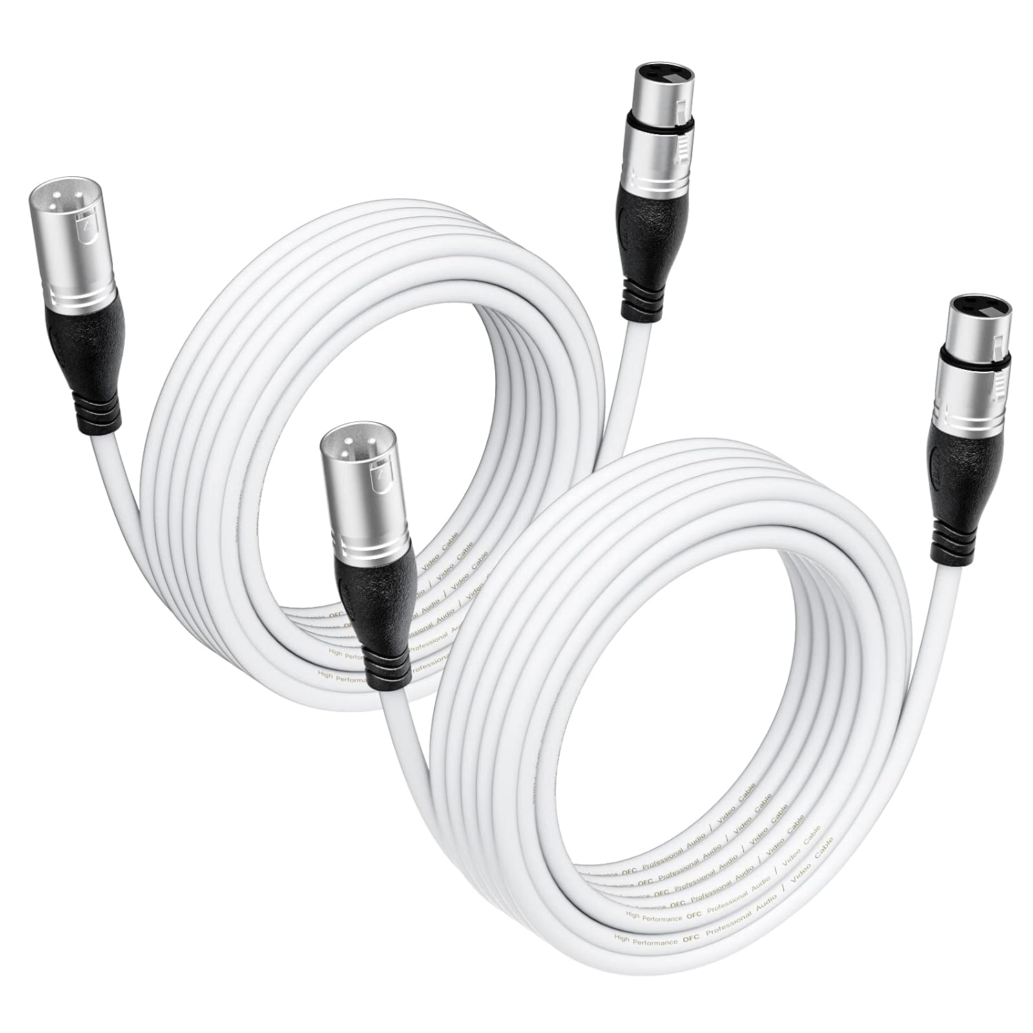 EBXYA XLR Cable 10 Ft 2 Packs - Premium Microphone Cable Patch Speaker Cable 3-Pin XLR Male to Female, White