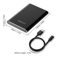 HWAYO 120GB Portable External Hard Drive, USB3.1 Gen 1 Type C Ultra Slim 2.5'' HDD Storage Compatible for PC, Desktop, Laptop, Mac, Xbox One (Black)