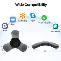 Bluetooth Conference Speaker with Microphone & Premium 360° Voice Pickup，USB-C Speakerphone Home Office for Teams/Zoom,Noise Cancelling Omnidirectional Conference Room Microphone and Speaker