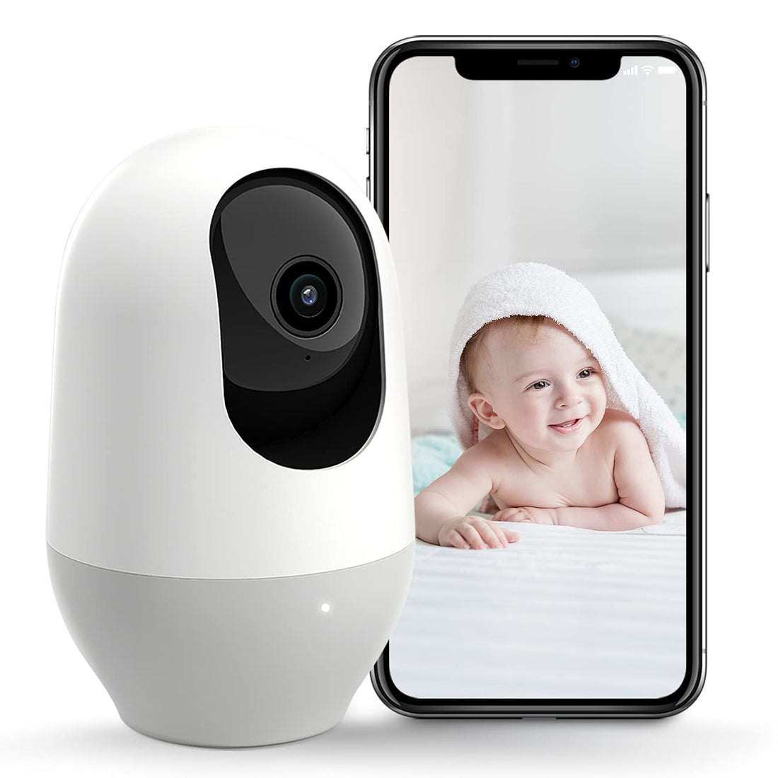 nooie Baby Monitor, 360 Degree Wireless IP Camera, 1080P Home Security Camera with WiFi, New Born Baby Camera, Super IR Night Vision, Work with Alexa, Two Way Audio, Motion & Sound Detection