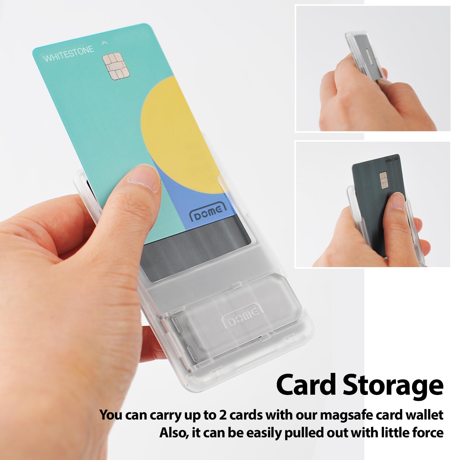 [Whitestone] Card Holder Mag-Safe (Magnetic Slot Card Holder Compatible with MagSafe Slim Hard PC Wallet for Back of Phone, Smartphone Cases…, Clear Black, Basic, Clear Black, Basic