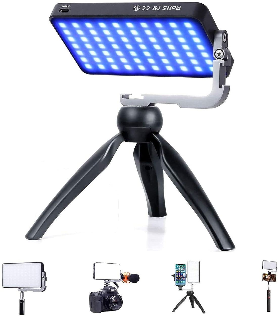 IVISII G2 Pocket RGB Camera Light,32Wh Built-in 4300mAh Rechargeable Battery 360Ã‚°Full Color Gamut 9 Light Effects,2600-10000K LED Video Light Panel with Aluminum Alloy Body, Adjustable Tripod Stand