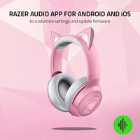 Razer Kraken BT Kitty Edition: Bluetooth 5.0-40ms Low Latency Connection - Custom-Tuned 40mm Drivers - Beamforming Microphone - Powered by Razer Chroma - Quartz Pink