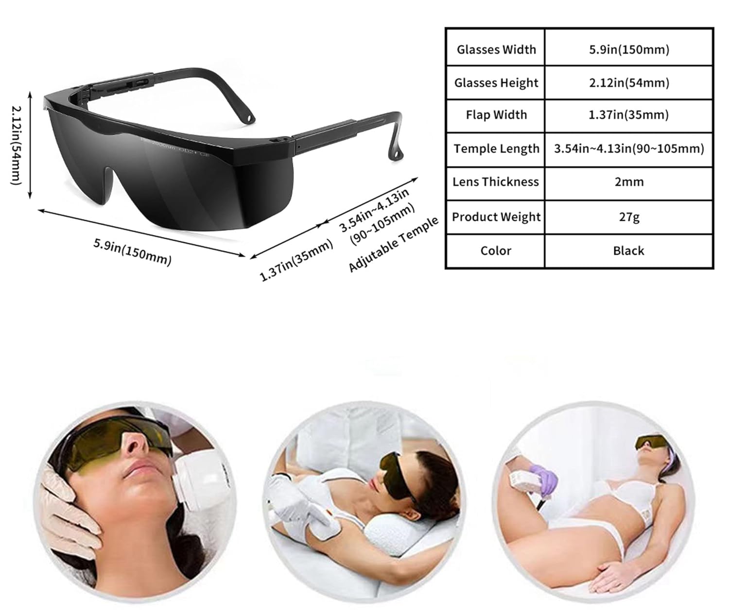 Alsenor IPL 190nm-490nm Laser Safety Glasses Goggles For Laser Cosmetology Operator Eye Protection And Laser Hair Removal Treatment