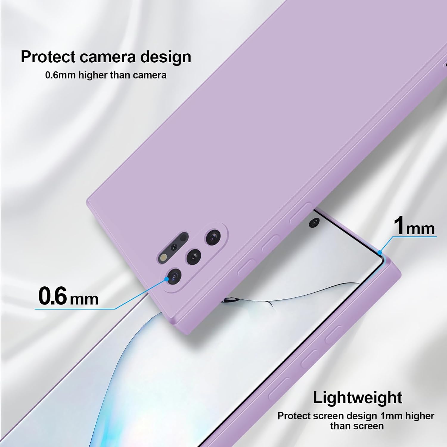 GiiYoon Silicone Case Compatible with Samsung Galaxy Note 10 Plus, Full Body Silky Soft Touch Phone Case with Camera Protection, Shockproof Cover with Microfiber Lining, Purple