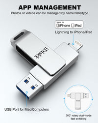 iDiskk Apple Certified 512GB Lightning USB Flash Drive for iPhone Photo Stick?Work with All iPhone Series?,Memory Stick Photo External Storage for iPhone iPad, MacBook and PC,Touch ID Encryption