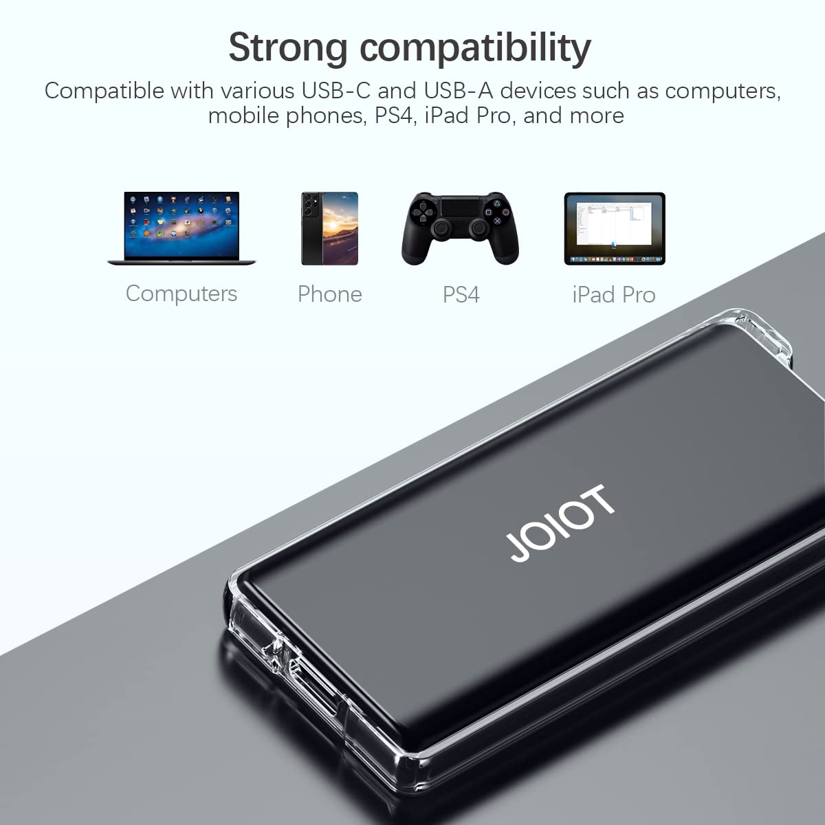 JOIOT 1TB Portable External SSD - Up to 500MB/s, USB 3.1 Type C Flash Drive External Solid State Drive, Portable SSD Type A to C Cable for PC/Laptop/Mac/Android/Linux