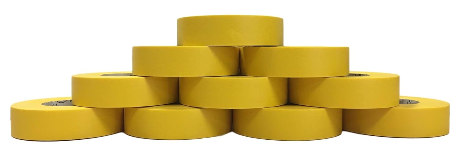 TradeGear Electrical Tape Yellow Matte – 10 Pk Waterproof, Flame Retardant, Strong Rubber Based Adhesive, UL Listed – Rated for Max. 600V and 80oC Use – Measures 60’ x 3/4" x 0.07"