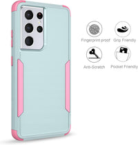 BENTOBEN Samsung Galaxy S21 Ultra Case, 3 in 1 Heavy Duty Rugged Hybrid Shockproof Hard PC Soft TPU Bumper Non-Slip Protective Phone Cases Cover for Samsung Galaxy S21 Ultra 2021 6.8 Inch, Green/Pink