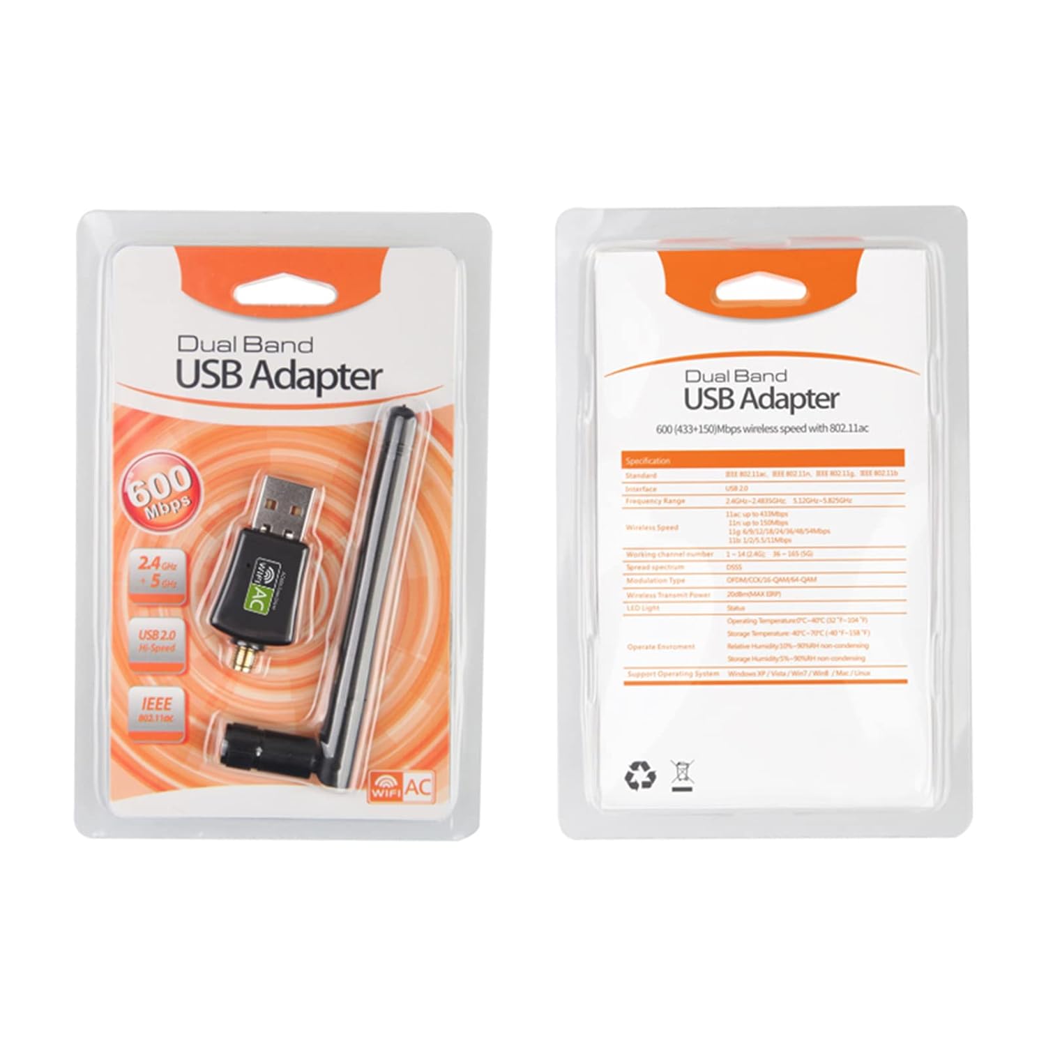 Free Driver USB WiFi Adapter for PC, AC600M USB Wi-fi Dongle 802.11ac Wireless N