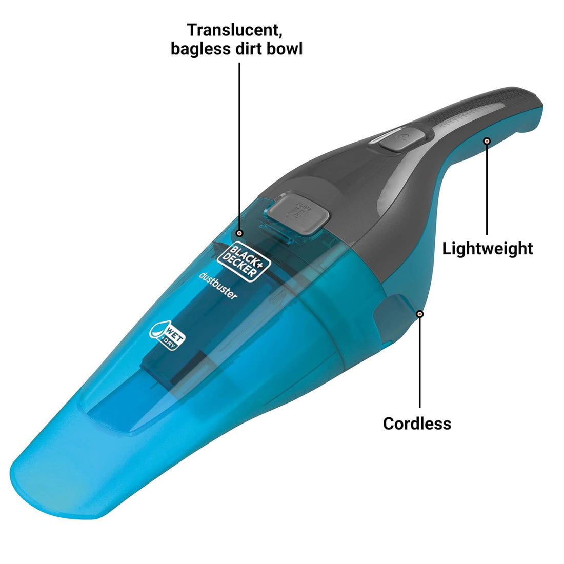 BLACK+DECKER dustbuster Handheld Vacuum, Cordless, Turquoise (HNVC215BW52)