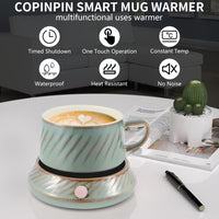 Coffee Mug Warmer Electric Coffee Warmer for Desk with Auto Shut Off 3 Temperature Setting Smart Cup Warmer for Heating Coffee Beverage Milk Tea and Hot Chocolate as Gifts for Mom (with Cup) Green
