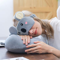 Memory Foam Animal Travel Pillow, Comfortable Neck Pillow with Cute Eye Mask Lightweight Traveling Pillow for Airplane, Car, Train, Bus and Home Use (Koala)