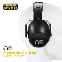 Pro For Sho 34dB Shooting Ear Protection - Special Designed Ear Muffs Lighter Weight & Maximum Hearing Protection, Black