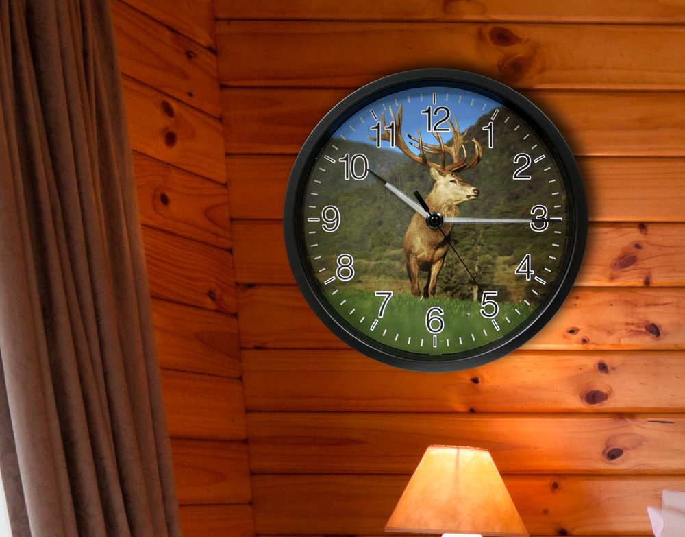 La Crosse Technology 403-312D 12 Inch Analog Clock with Lighted Hands - Extra Large Elk Design