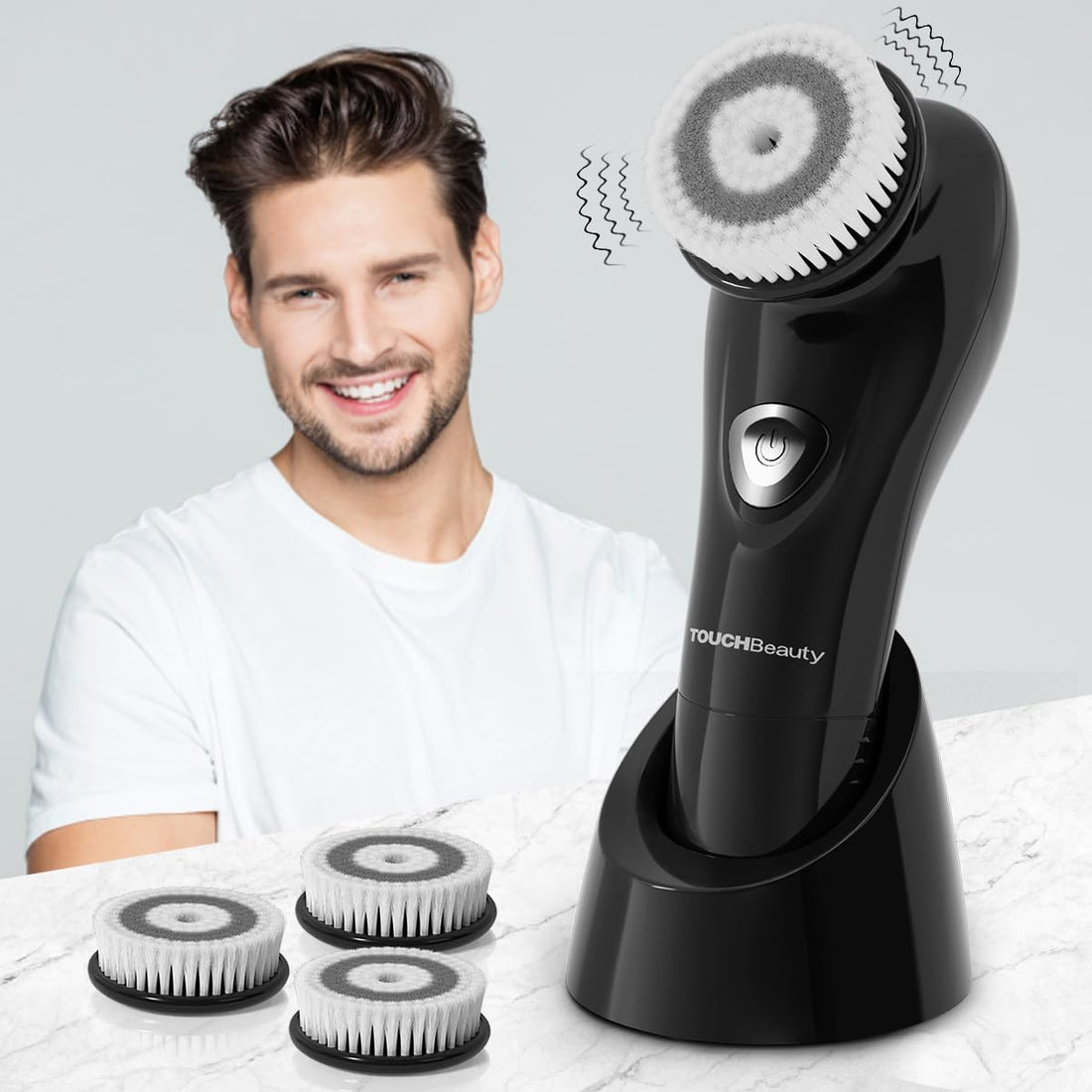 Black: Touchbeauty Sonic Vibration Face Cleansing Brush Skin Cleansing Technology With 2 Working Speed, Waterproof Facial Exfoliator Massager Device Gary Tb-1487