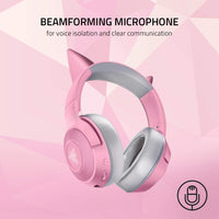 Razer Kraken BT Kitty Edition: Bluetooth 5.0-40ms Low Latency Connection - Custom-Tuned 40mm Drivers - Beamforming Microphone - Powered by Razer Chroma - Quartz Pink