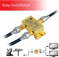 GE Digital 2-Way Coaxial Cable Splitter, 2.5 GHz 5-2500 MHz, RG6 Compatible, Works with HD TV, Satellite, High Speed Internet, Amplifier, Antenna, Gold Plated Connectors, Corrosion Resistant, 33526