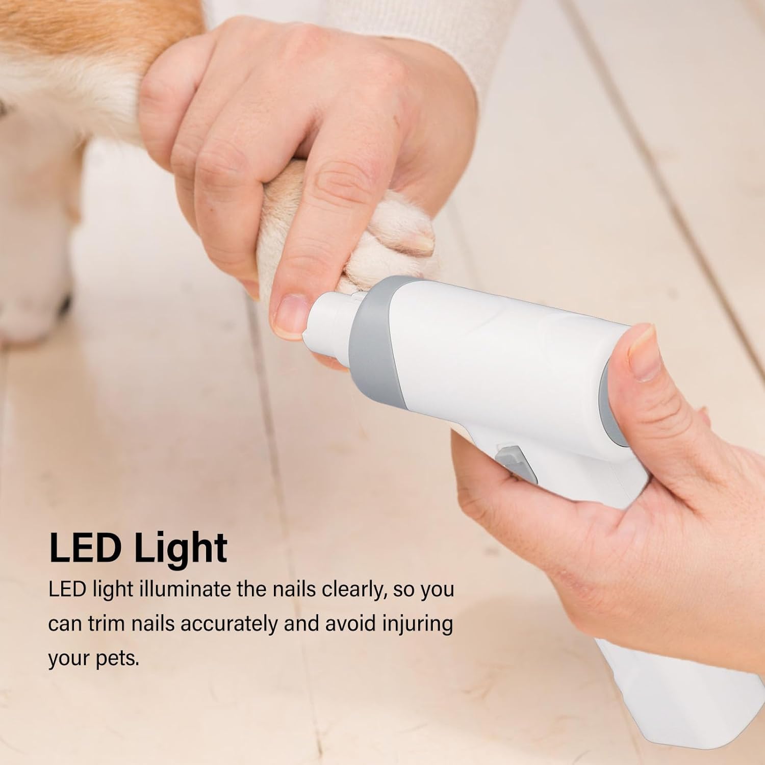Cat & Dog Nail Grinder with LED Light, 3 Speed Super Quiet Pet Nail Trimmer, Powerful & USB Rechargeable, Painless Paws Grooming, Nail Clipper for Large Medium Small Dogs