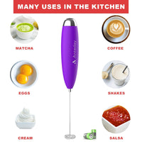 Frother for Coffee, Frother Handheld, Milk Frother, Upgraded Matcha Whisk Drink Mixer Electric Mini Whisk Hand Frother Mini Foamer Coffee Mixer for Cappuccino Frappe Matcha Hot Chocolate, Violet