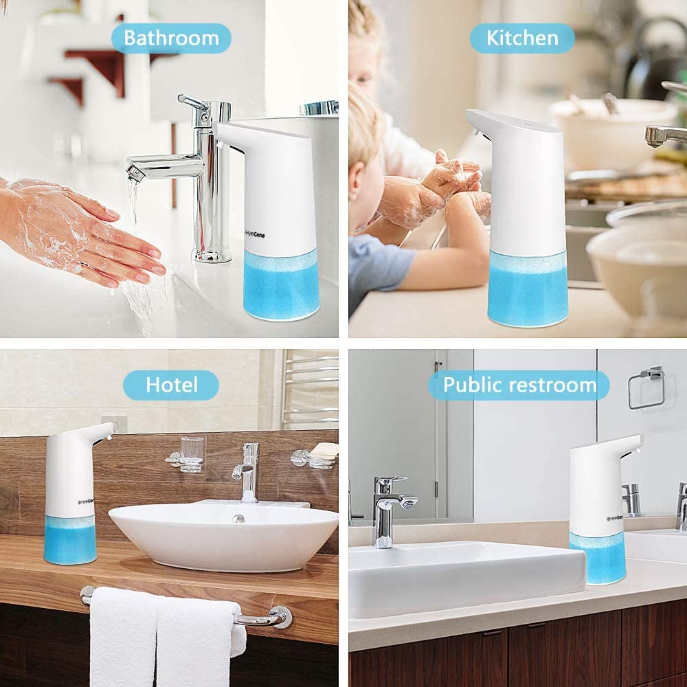 HyeGene Premium Automatic Liquid Soap Dispenser | 12oz / 350ml | Infrared Motion Sensor, Hand Soap Dispenser Automatic for Kitchen Sink, Bathroom, Laundry, Hotel, Restaurant