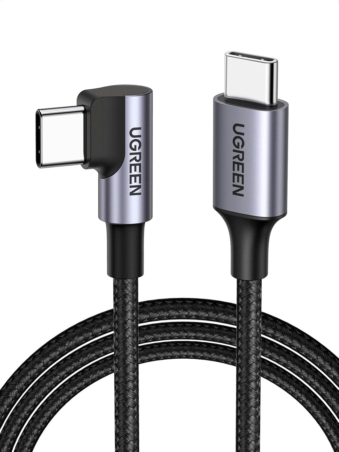 UGREEN USB C to USB C Cable Right Angle 90 Degree Type C 60W PD Fast Charging Compatible for Google Pixel 3 2 XL, Samsung Galaxy Note 10 S9 S8 S10, MacBook Air, iPad Pro 2018, Nintendo Switch (3FT)