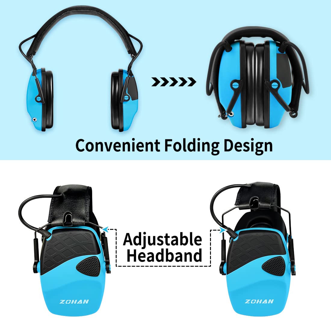 ZOHAN EM054 Electronic Shooting Ear Protection Noise Reduction Earmuff (Blue with EP01)