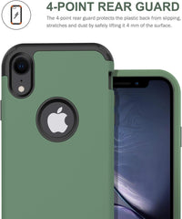 BENTOBEN iPhone XR Cases, iPhone XR Phone Case, 3 in 1 Heavy Duty Rugged Hybrid Solid Hard PC Cover Soft Silicone Bumper Impact Resistant Shockproof Protective Case for iPhone XR 6.1", Dark Green